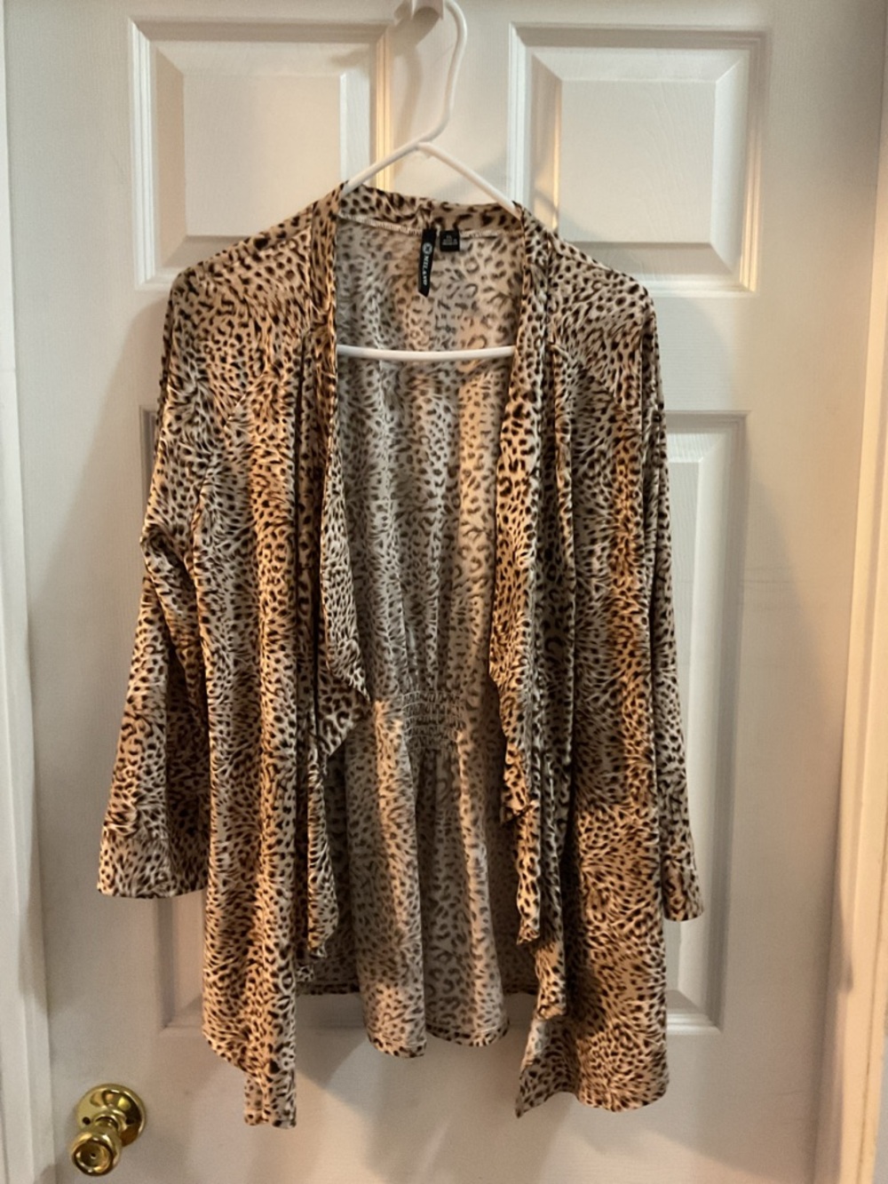 Milano Leopard Print Open Cardigan in Beige and Brown